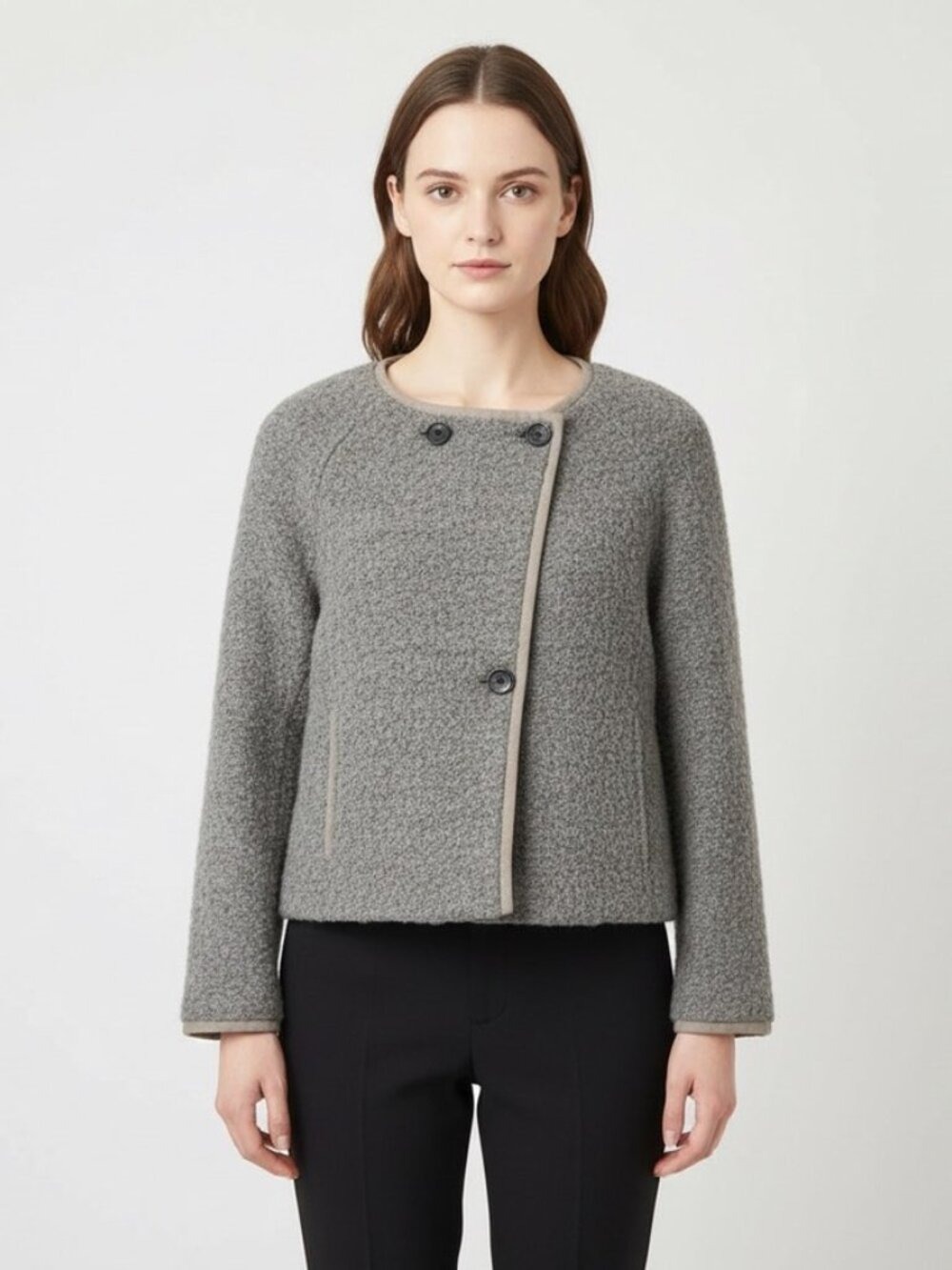 𝅺TALULA Grey Curly Wool and Alpaca Short Coat US 8